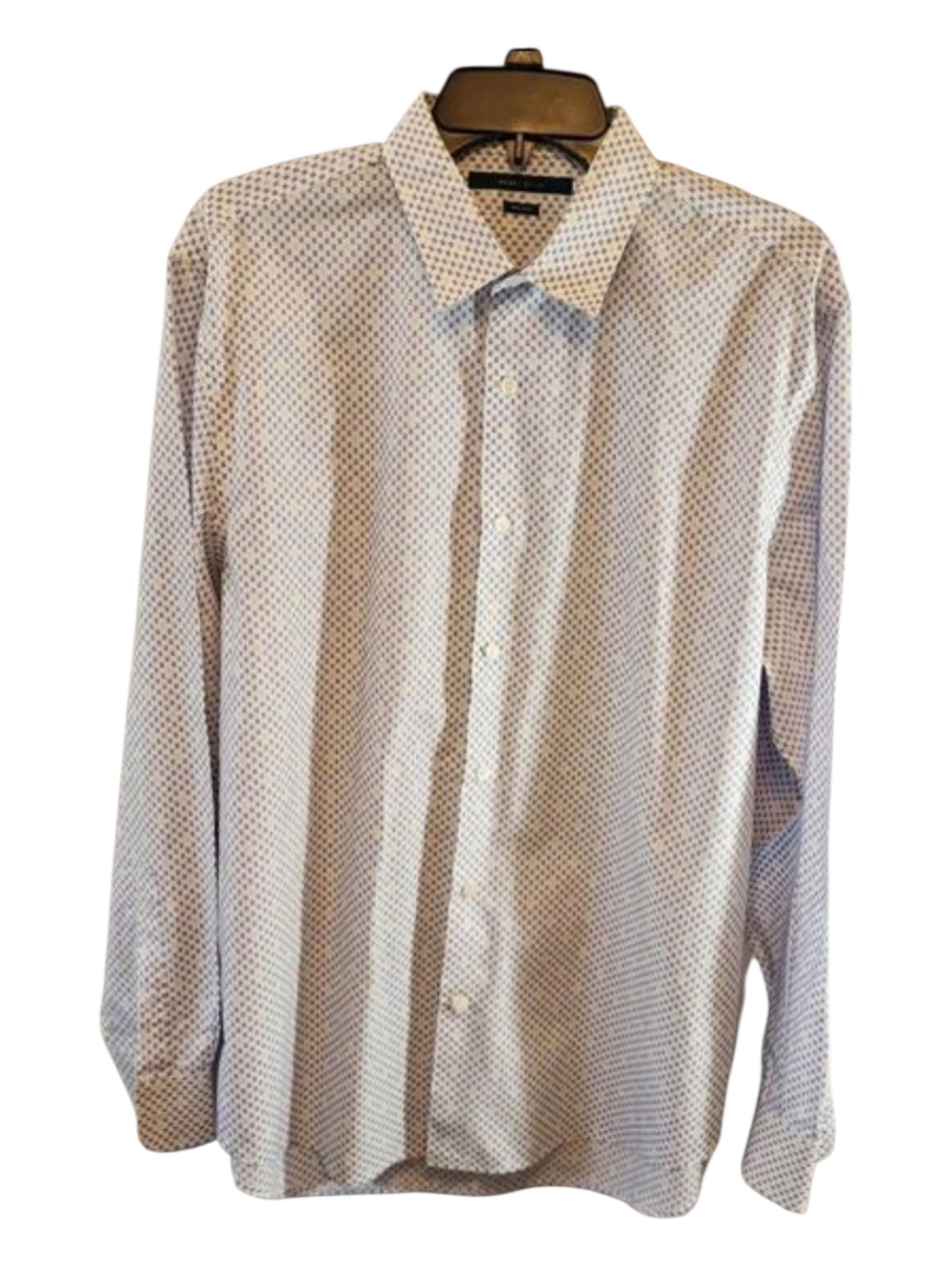 PERRY ELLIS BUTTON UP DRESS SHIRT WHITE BLUE SIZE XL